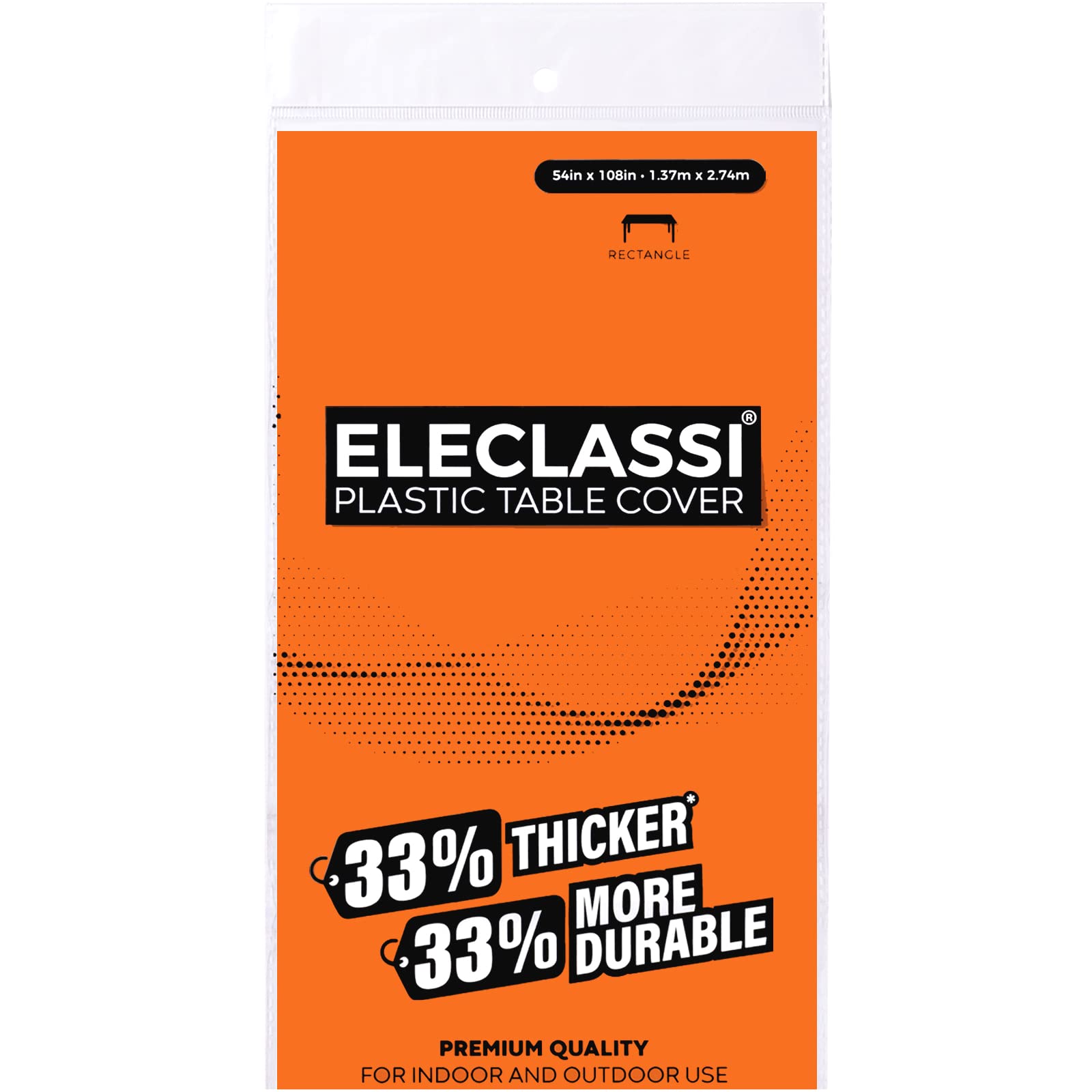 Eleclassi Orange 12 Pack Premium Plastic Table Cloth Disposable Tablecloth 54 x 108 Inch - Plastic Tablecloths for Rectangle Tables Up to 8 Feet - Halloween Tablecloth Plastic