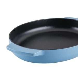 KitchenAid Enameled Cast Iron Au Gratin Oval Roasting Pan, 2.5 Quart, Blue Velvet