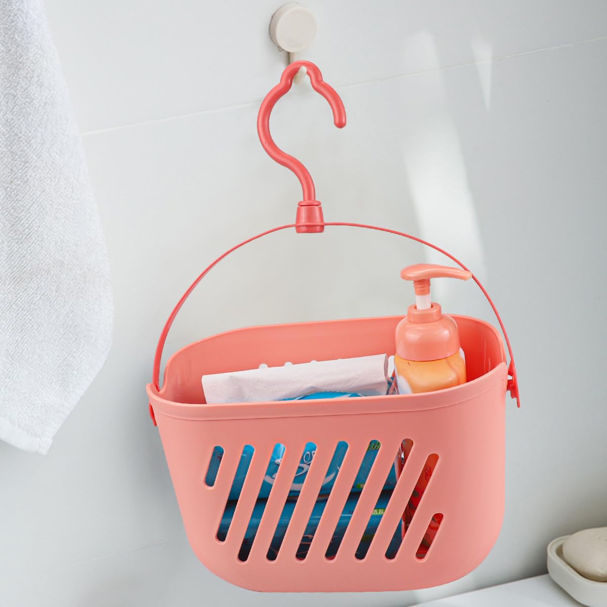 LNQ LUNIQI Hanging Shower Caddy Basket Plastic Storage Basket with handle Portable Kitchen Organizer Storage Basket for Home Kitchen Bathroom（）