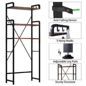 Huhote Over The Toilet Storage Rack with 3-Tier Bathroom Shelves, Space Saver Toilet Shelf, Bathroom Storage Organizer with Hooks for Over Toilet Storage and Bathroom Shelf (Rustic Brown)