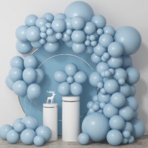 dusty blue balloons different sizes double stuffed blue balloon garland 18 12 10 5inch latex slate blue balloon pastel blue balloon arch kit for neutral birthday party decoration baby shower