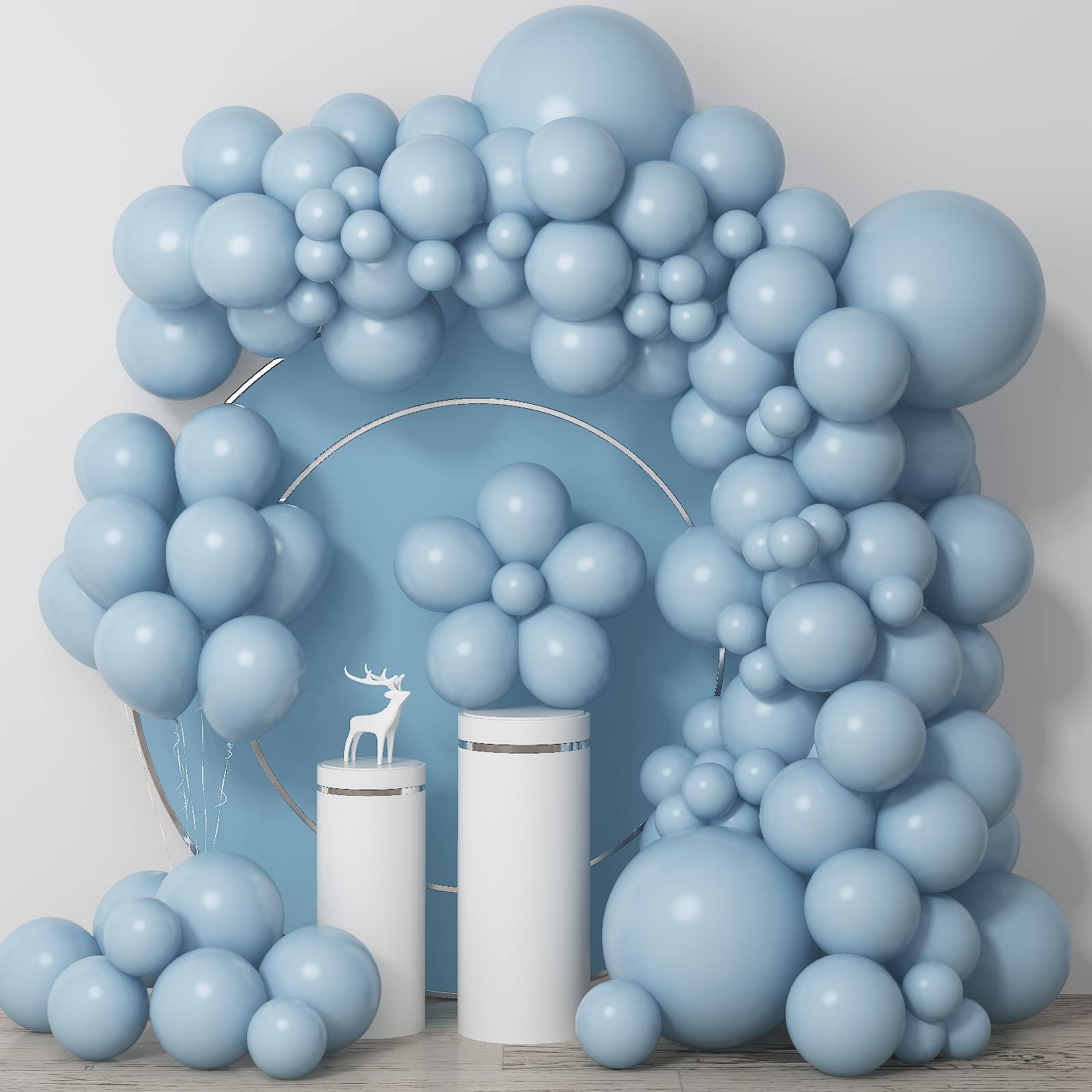 Dusty Blue Balloons Different Sizes Double Stuffed Blue Balloon Garland 18 12 10 5inch Latex Slate Blue Balloon Pastel Blue Balloon Arch Kit for Neutral Birthday Party Decoration Baby Shower