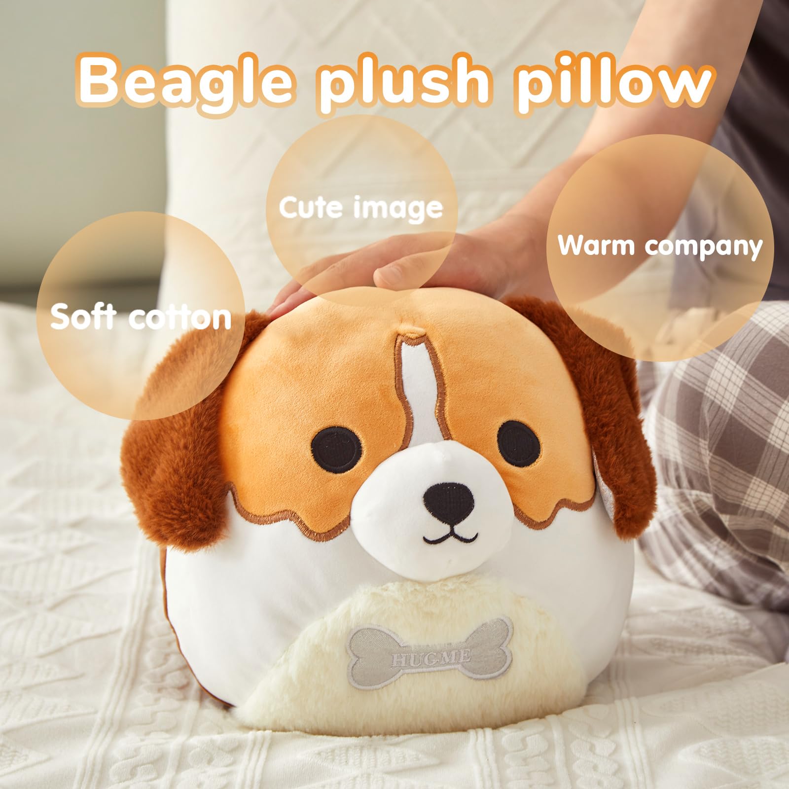 CozyWorld 10" Beagle Dog Plush Pillow Cute Beagle Stuffed Animal Soft Beagle Plush Toy Stuffed Animals Beagle Birthday Gift for Boys Girls Kids,Brown Beagle