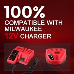 GROWFEAT 3.5Ah 12V Replacement for Milwaukee M-12 Battery Lithium-Ion Compatible with Milwaukee 12Volt Cordless Tools 48-11-2411 48-11-2420 48-11-2401 48-11-2402 48-11-2430 48-11-2440(2Pack)