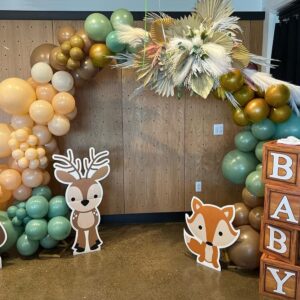 Woodland Animals Balloon Garland Arch Kit, 130pcs Woodland Themed Sage Green Brown Balloons Neutral Forest Animal Baby Shower Party Supplies Gender Reveal Oh Baby Jungle Decorations