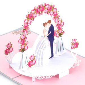 HAPPY GIFTERS Wedding 3D Pop Up Valentine Card – Pop Up Love Cards – Wedding Cards for Bride and Groom – Anniversary card 3D – Just Married Card - 3D Card Love with Envelope Included