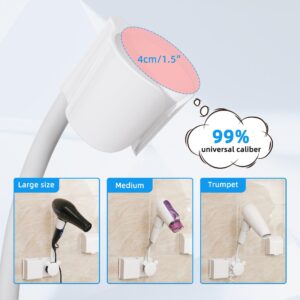 Hands-free Hair Dryer Holder with Any Angle Rotating Fully Positionable Arm. Bathroom Wall Mount Blow Dryer Holder, No Drilling Design, Can be Firmly Installed on the Wall