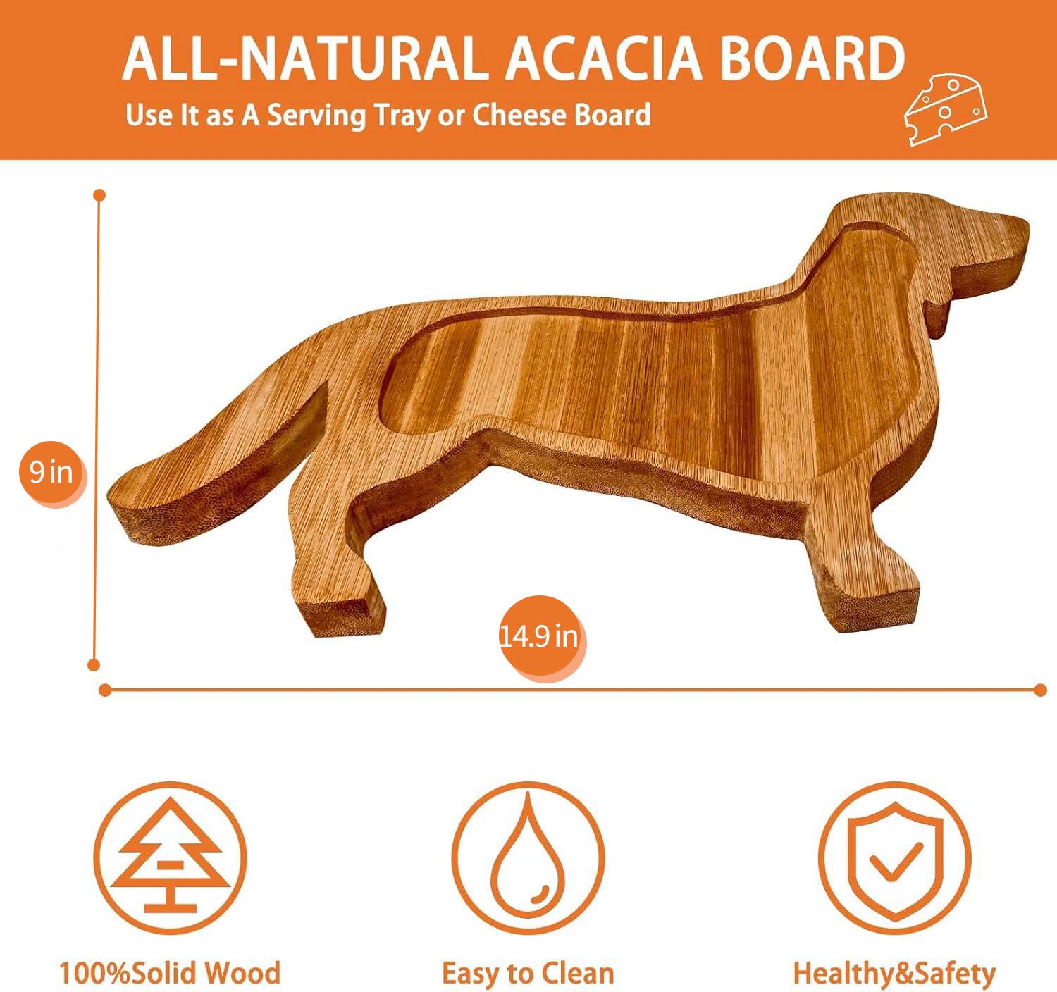 Bantlou Funny Charcuterie Board Dachshund Dog Shape Serving Board Bamboo Cheese Tray Platter Servers 0.8”Ultra-Thick Cheese Board for Parties and Unique Gift