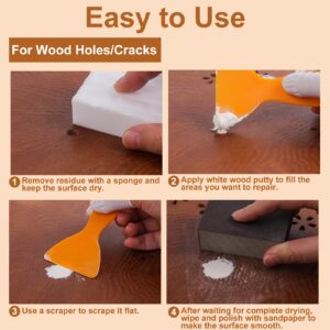 Wood Filler, Wood Putty - Wood Filler Paintable, Stainable, Wood Repair Putty for Wood Cracks and Holes on any Wooden Floor Furniture, Hardwood Scratch Repair Kit - 9.87 Ounce White Wood Filler