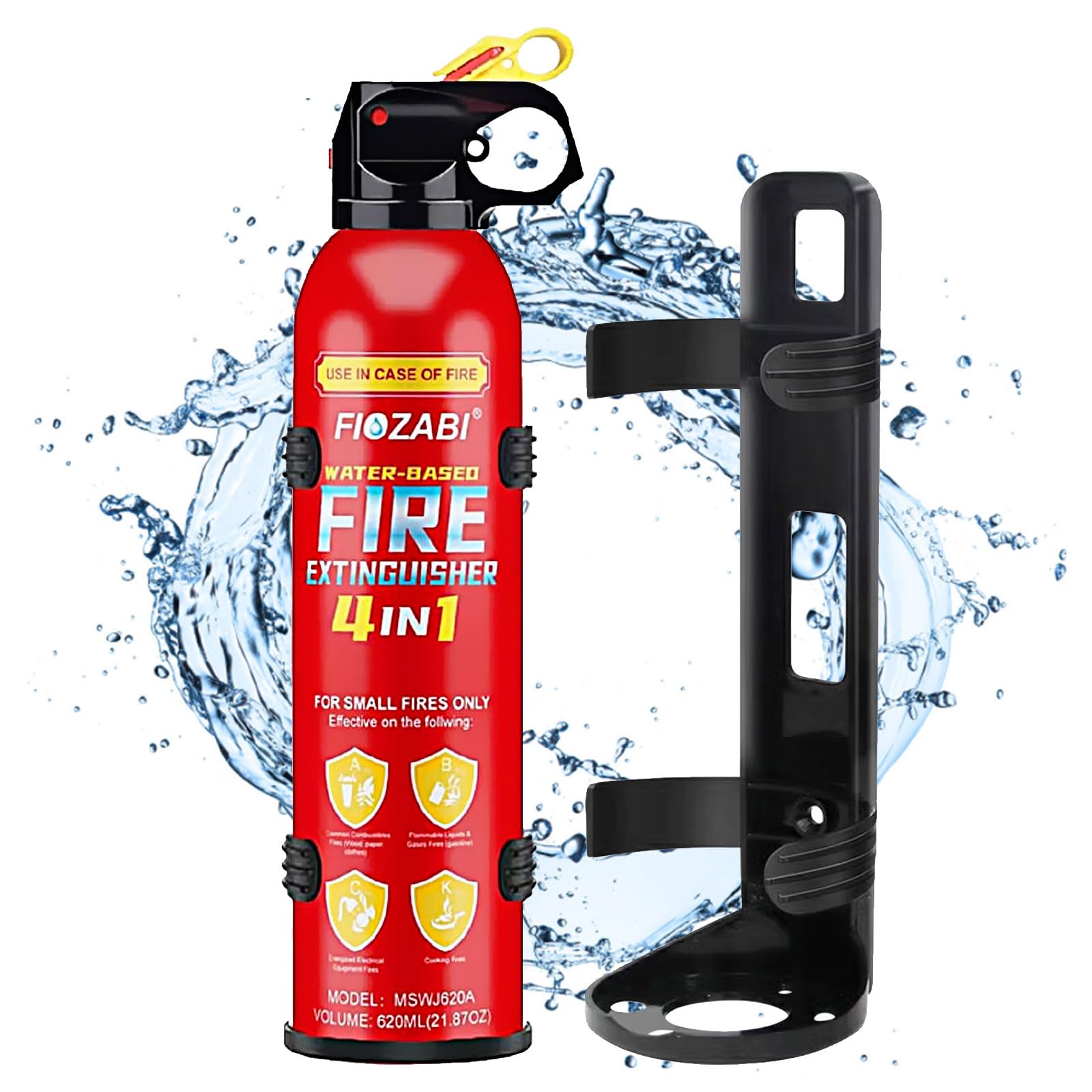 FIOZABI Portable Fire Extinguisher Spray With Bracket Can Prevent Re-Ignition,Best Suitable for The House/Car/Truck/Boat/Kitchen/Home Fire Extinguishers Fire Type A/B/C/K 620ml (4 PACK)