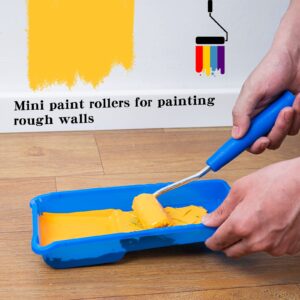 Mister Rui Paint Roller Kit, 9 Pack, 2 Inch Microfiber Paint Roller Covers, Small Paint Rollers with Tray and Roller Frame, Mini Rollers for Painting, Paint Supplies for House Painting