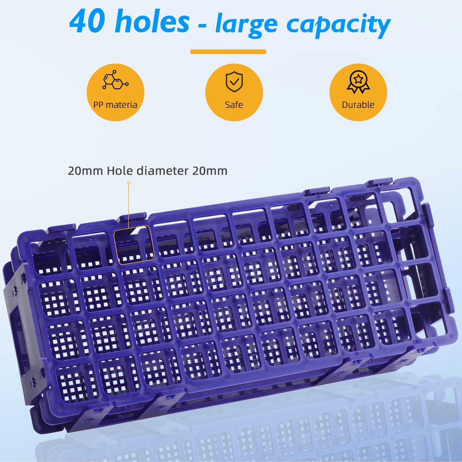 faruijie Test Tube Rack - 5pcs Plastic Test Tube Holder,40 Holes Lab Test Tube Rack,Detachable Tube Rack,20mm Large Centrifuge Tube Rack