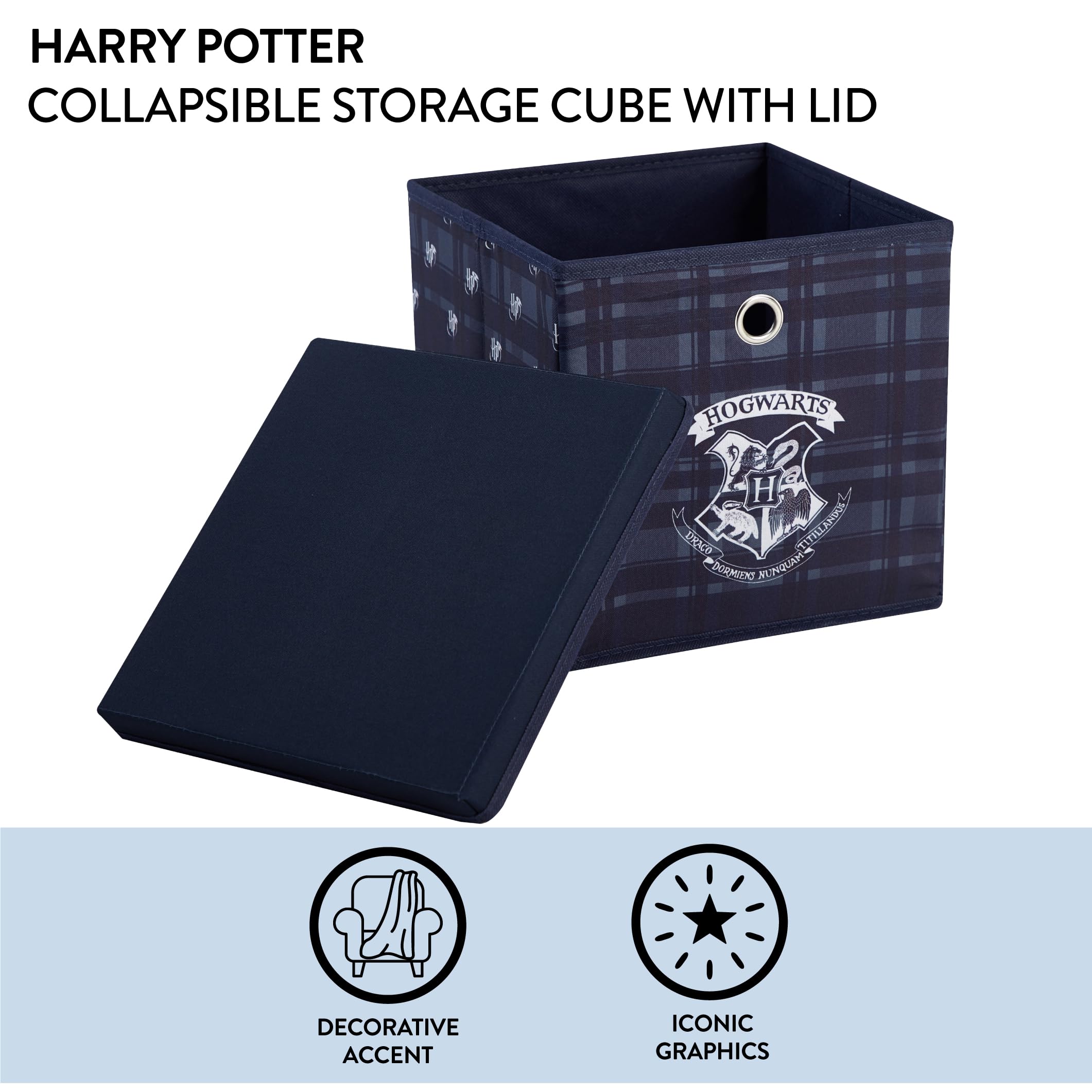 Harry Potter Collapsible Storage Cube with removable Lid, 10" Wx10 Hx10 D