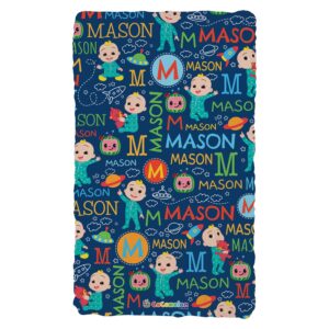 cocomelon personalized fuzzy blanket with custom initial and name printed | soft blanket for kids bedroom or play area | 33.5" x 55.5" | official licensed product