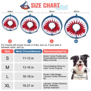 BEAUTYZOO Dog Cone Alternative After Surgery for Large Medium Small Dogs, Soft Inflatable Cone Collar for Dogs Cats, Dog Neck Donut E Collar Dog Recovery Collar to Stop Licking, Shark Blue, XL