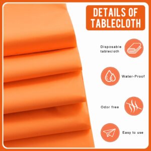 Eleclassi Orange 12 Pack Premium Plastic Table Cloth Disposable Tablecloth 54 x 108 Inch - Plastic Tablecloths for Rectangle Tables Up to 8 Feet - Halloween Tablecloth Plastic