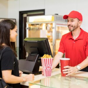 Plastic Popcorn Boxes Reusable Open Top Popcorn Containers Red and White Striped Popcorn Buckets Bulk for Movie Night, Classic Retro Style, 7.7 x 3.9 x 2.4 Inch (50 Pcs)