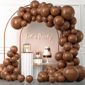 yaowky 100pcs brown balloons different sizes 18 12 10 5 inches,matte coffee brown latex balloons garland arch kit with glue dot and strip for birthday weddings anniversary graduation party decorations