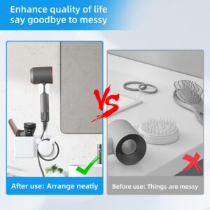 Hands-free Hair Dryer Holder with Any Angle Rotating Fully Positionable Arm. Bathroom Wall Mount Blow Dryer Holder, No Drilling Design, Can be Firmly Installed on the Wall