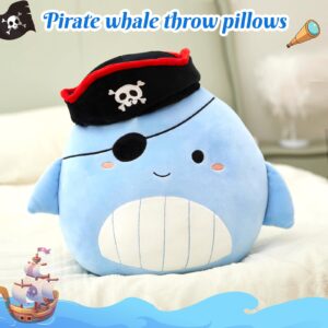 CozyWorld 14” Pirate Whale Plush Pillow Whale Stuffed Animal Whale Plush Soft and Squishy Stuffed Whale Toy Birthday Easter for Boy Girls Kids