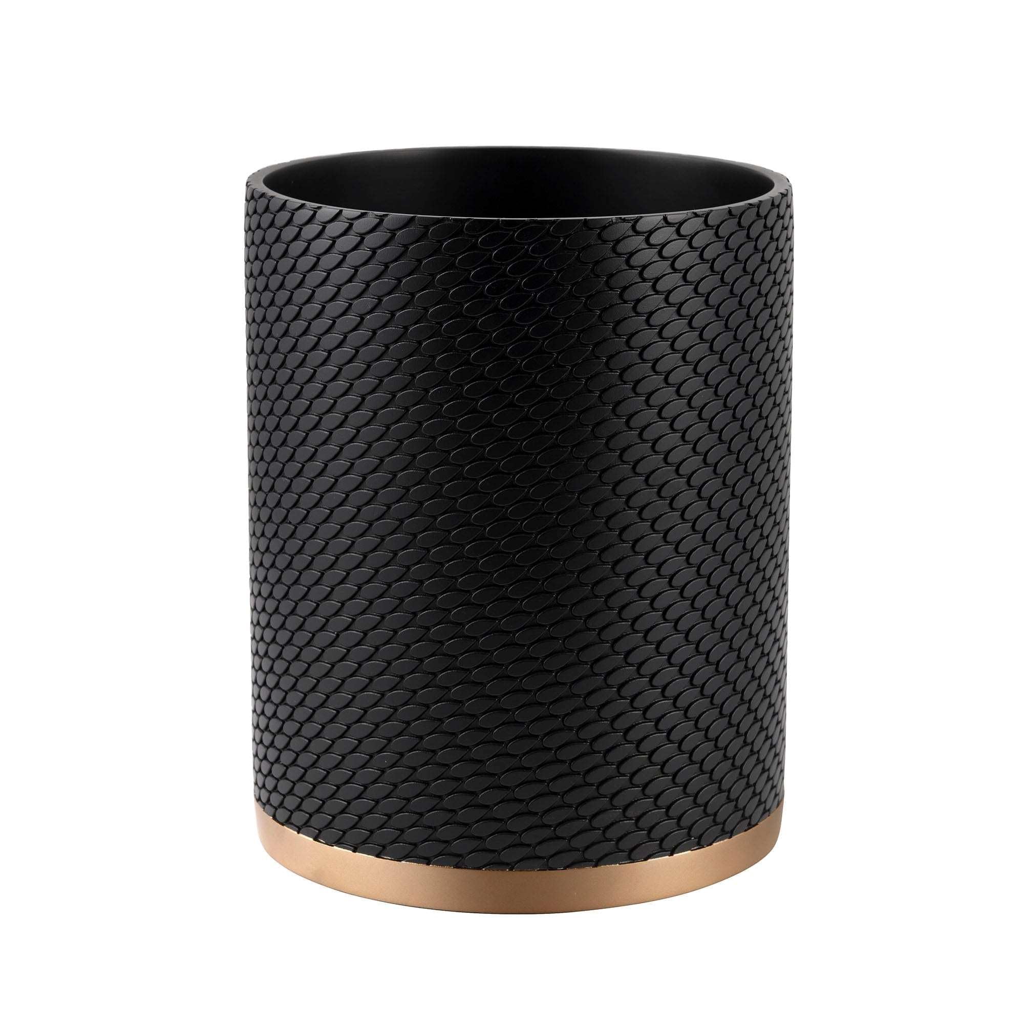 Allure Home Creation Amal Resin Wastebasket Black with Brushed Gold Finish