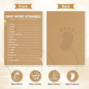 GAMSUNSTAR Baby Shower Games-Baby Shower Word Scramble Game,50 Cards for Each Game(with Answer),Thick Paper,Hilarious,Funniest Baby Shower Games Ever