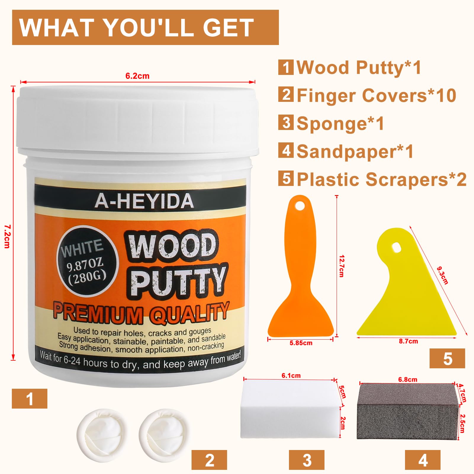 Wood Filler, Wood Putty - Wood Filler Paintable, Stainable, Wood Repair Putty for Wood Cracks and Holes on any Wooden Floor Furniture, Hardwood Scratch Repair Kit - 9.87 Ounce White Wood Filler