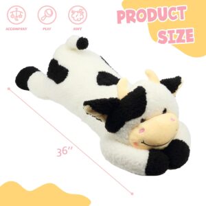 Easfan 36’’ Lying Cow Stuffed Animal Large Hugging Cow Plush Pillow Toy Soft Cute Cattle Doll Home Decoration Christmas Birthday Gifts for Kids Adults Boys Girls