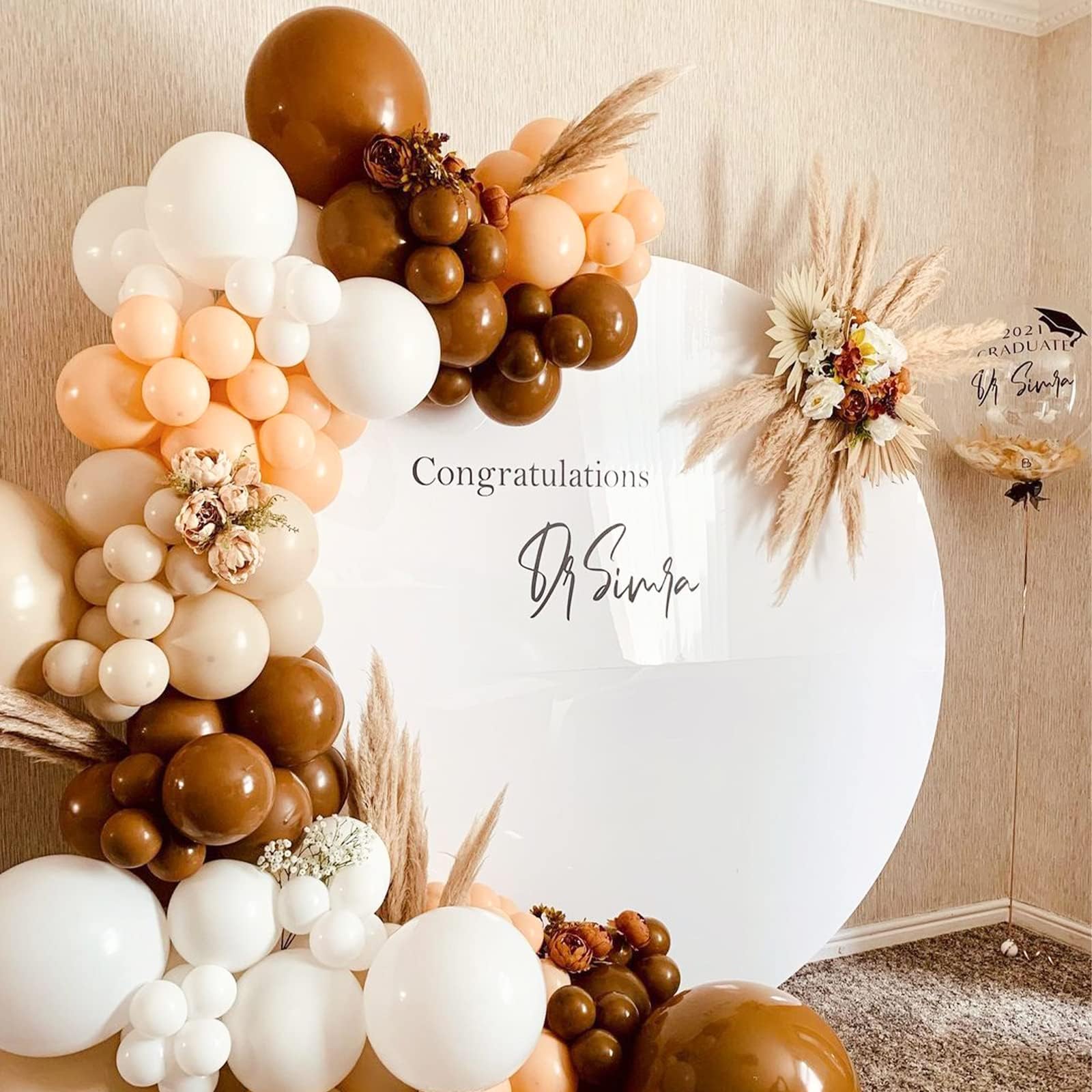 YAOWKY 100PCS Brown Balloons Different Sizes 18 12 10 5 Inches,Matte Coffee Brown Latex Balloons Garland Arch Kit with Glue Dot and Strip for Birthday Weddings Anniversary Graduation Party Decorations