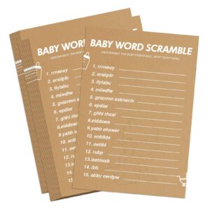 gamsunstar baby shower games-baby shower word scramble game,50 cards for each game(with answer),thick paper,hilarious,funniest baby shower games ever