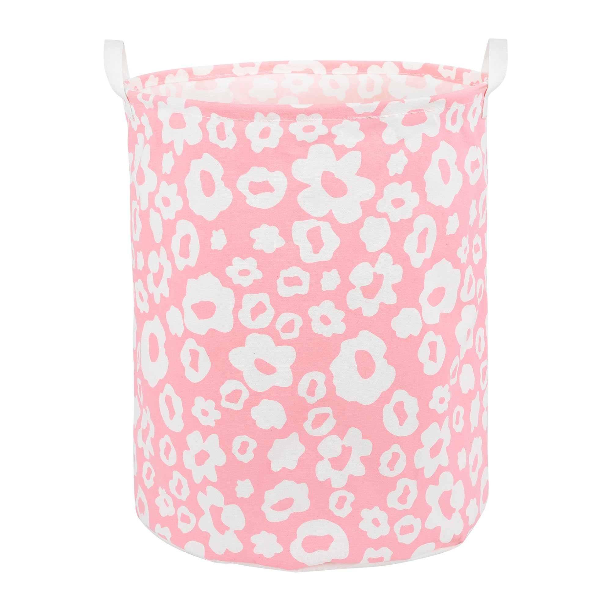 Foldable Baby Laundry Basket Hamper for Nursery Girl kids Clothes laundry hamper basket Portable Tall Collapsible Cute Laundry Basket Organizer, Nursery Storage Basket with Handles (Pink Flowers)