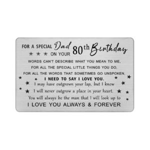 degasken dad 80th birthday card - happy 80 year old bday dad gifts - dad 80th birthday decorations for men, personalized engraved wallet card