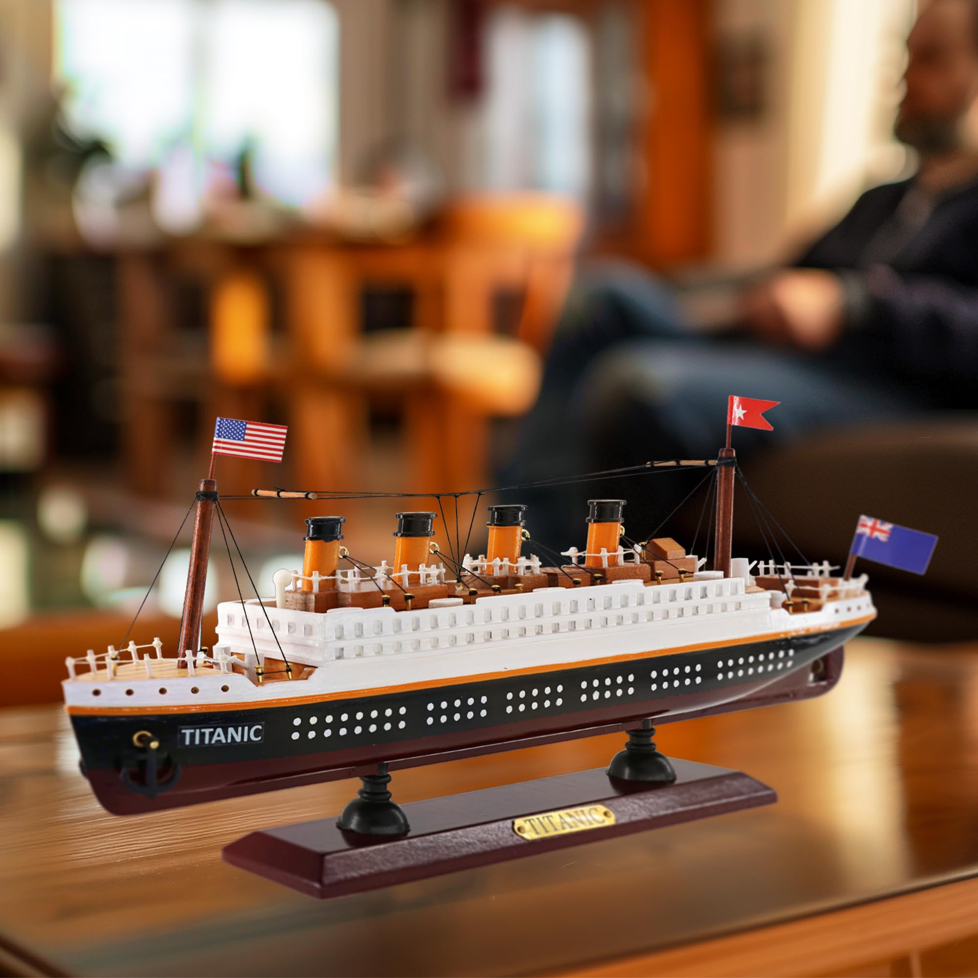 NAUTIMALL RMS Titanic Model Wooden Cruise Ship Model 14" Fully Assembled Display Nautical Home Decoration Sailboat Decor Maritime Gift Decor for Home