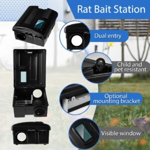 Qualirey 8 Pcs Rodent Bait Station with Key Rat Bait Station Traps Reusable Mouse Traps Smart Tamper Proof Cage House Heavy Duty Bait Boxes for Rodents Outdoor Rats Mice, Bait Not Included (Classic)