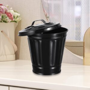 SOLUSTRE 1pc Garbage Can Black Hanging Planter White Bins Mini Desktop Dumpster Metal Flower Vases Trash Cab Metal Tin Buckets Black Iron Office Wall Dispenser Desk White