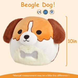 CozyWorld 10" Beagle Dog Plush Pillow Cute Beagle Stuffed Animal Soft Beagle Plush Toy Stuffed Animals Beagle Birthday Gift for Boys Girls Kids,Brown Beagle