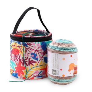 qukou yarn storage portable bag,yarn bag,knitting crochet bag, small size knitting projects organizer for yarns, zipper storage bag, maple leaves