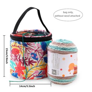 Qukou Yarn Storage Portable Bag,Yarn Bag,Knitting Crochet Bag, Small Size Knitting Projects Organizer for Yarns, Zipper Storage Bag, Maple leaves