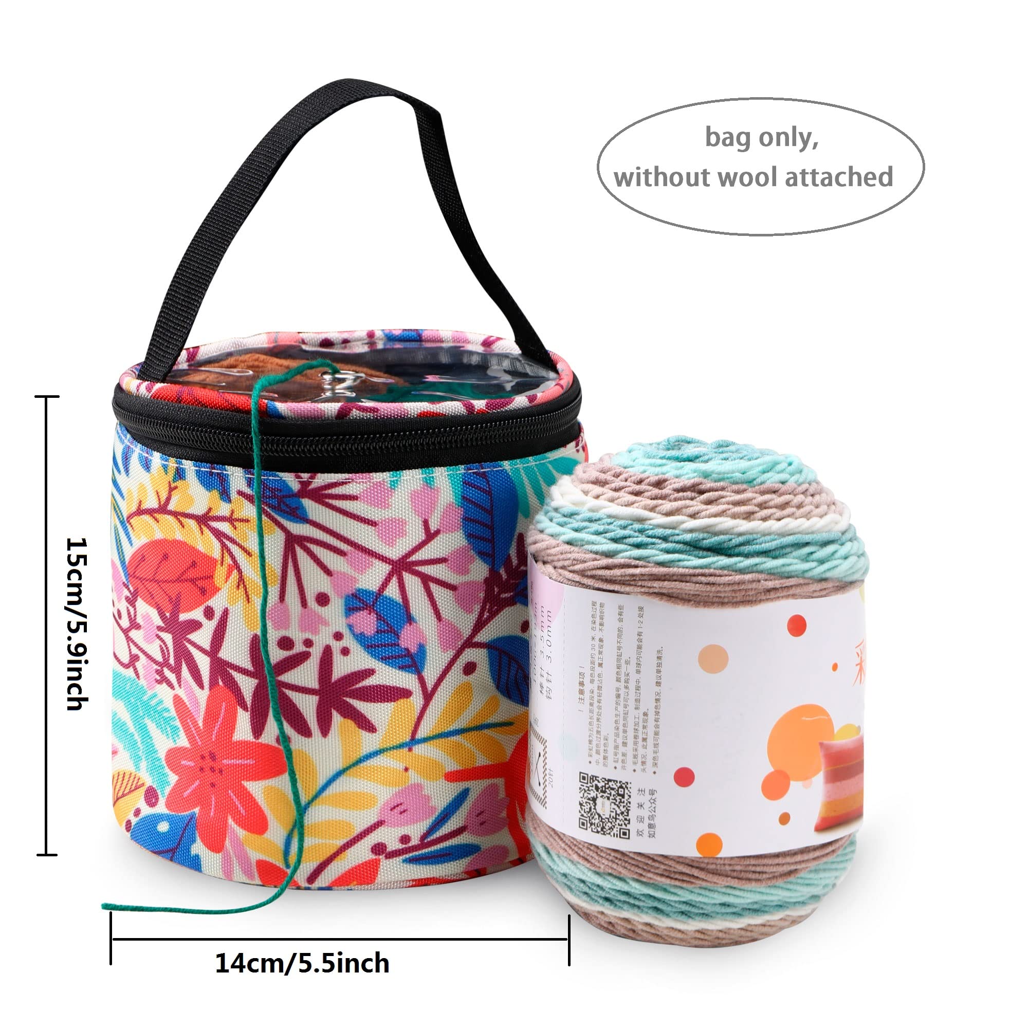 Qukou Yarn Storage Portable Bag,Yarn Bag,Knitting Crochet Bag, Small Size Knitting Projects Organizer for Yarns, Zipper Storage Bag, Maple leaves