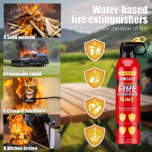 FIOZABI Portable Fire Extinguisher Spray With Bracket Can Prevent Re-Ignition,Best Suitable for The House/Car/Truck/Boat/Kitchen/Home Fire Extinguishers Fire Type A/B/C/K 620ml (4 PACK)