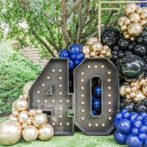 Black Blue Balloon Arch Kit, Black Blue Balloon Garland with Black Blue and Gold Latex Balloons, Black Blue Gold Balloon Arch Garland for Birthday, Baby Shower, Wedding, Anniversary Party Decorations