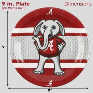 Havercamp University of Alabama Party for 24. Includes 24 Lg. Plates & 32 Luncheon Napkins. Party with Big Al! For Graduation, Tailgate, Birthday, or any Roll Tide Event