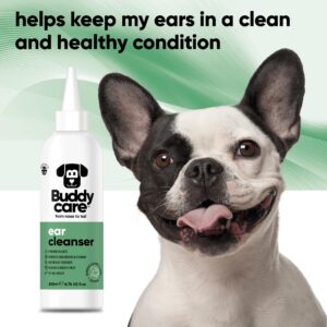 Buddycare Dog Ear Cleanser Soothing Ear Cleaning Solution for Dogs | Naturally Derived Ingredients With Aloe Vera (200ml)