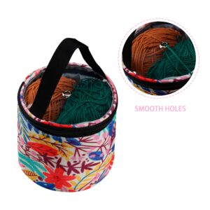 Qukou Yarn Storage Portable Bag,Yarn Bag,Knitting Crochet Bag, Small Size Knitting Projects Organizer for Yarns, Zipper Storage Bag, Maple leaves