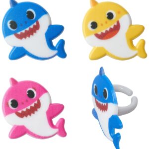 DecoPac Pinkfong Baby Shark 24 Cake Toppers - Blue, Pink, Yellow Cupcake Decorations for Birthday Celebrations