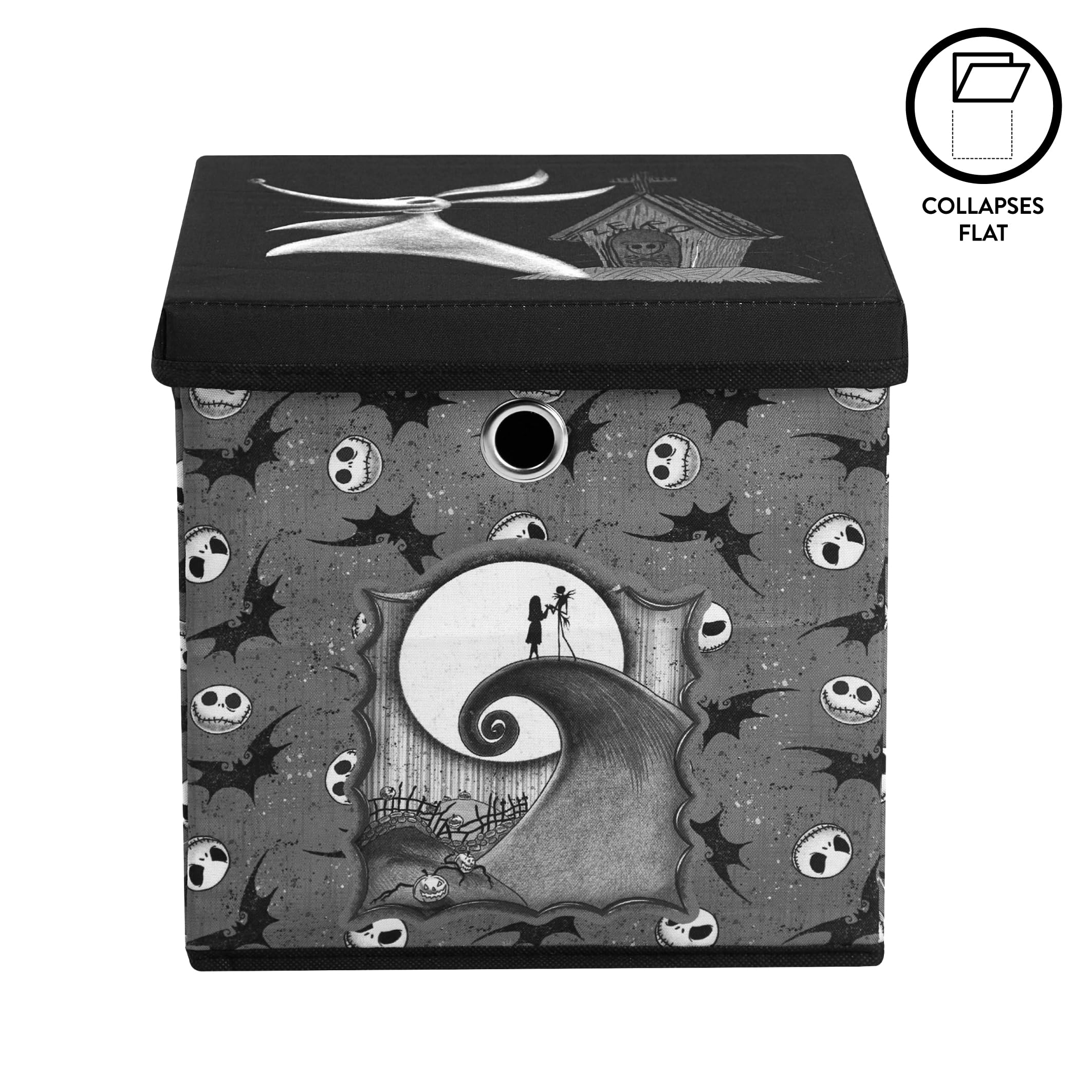 Idea Nuova Nightmare Before Christmas Collapsible Storage Cube with removable Lid, 10" Wx10 Hx10 D