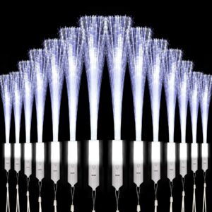 yofobu 60 pcs white fiber optic wands glow fiber wands bulk led light up wands with 3 flashing modes led flashing sticks for halloween christmas valentine's day july 4th wedding bridal shower birthday