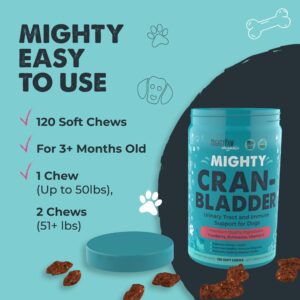 Mighty Paw Waggables Cran-Bladder (Made in The USA) | Cranberry Supplement for Dogs, Cranberry Chews for Urinary Tract Health. Kidney, & Bladder Support. Antioxidant Immune Health (120 Count)