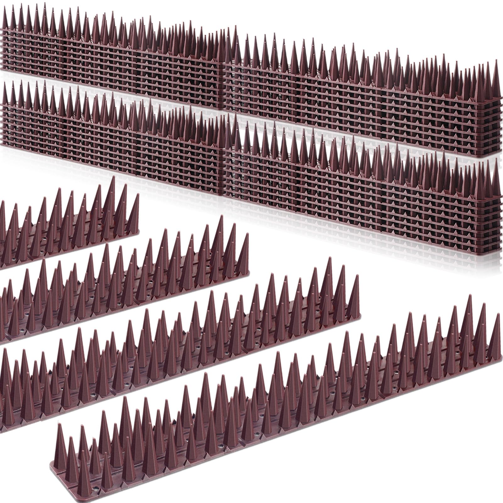 Geetery 40 Pack Bird Spikes, Bird Spikes for Outside Squirrel Pigeon Spikes Bird Spikes for Cat Animal Outside Plastic Fence Spikes for Garden Wall Railing Roof (Brown)