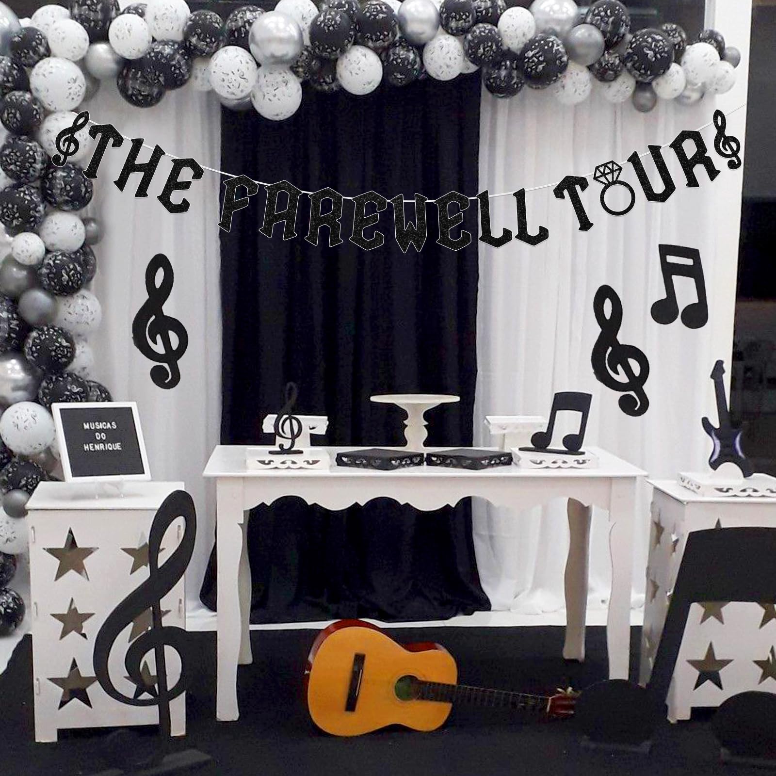 Music Bachelorette Party Decorations, The Farewell Tour Banner Gold Glitter for Rock and Roll Bridal Shower Engagement Wedding Supplies